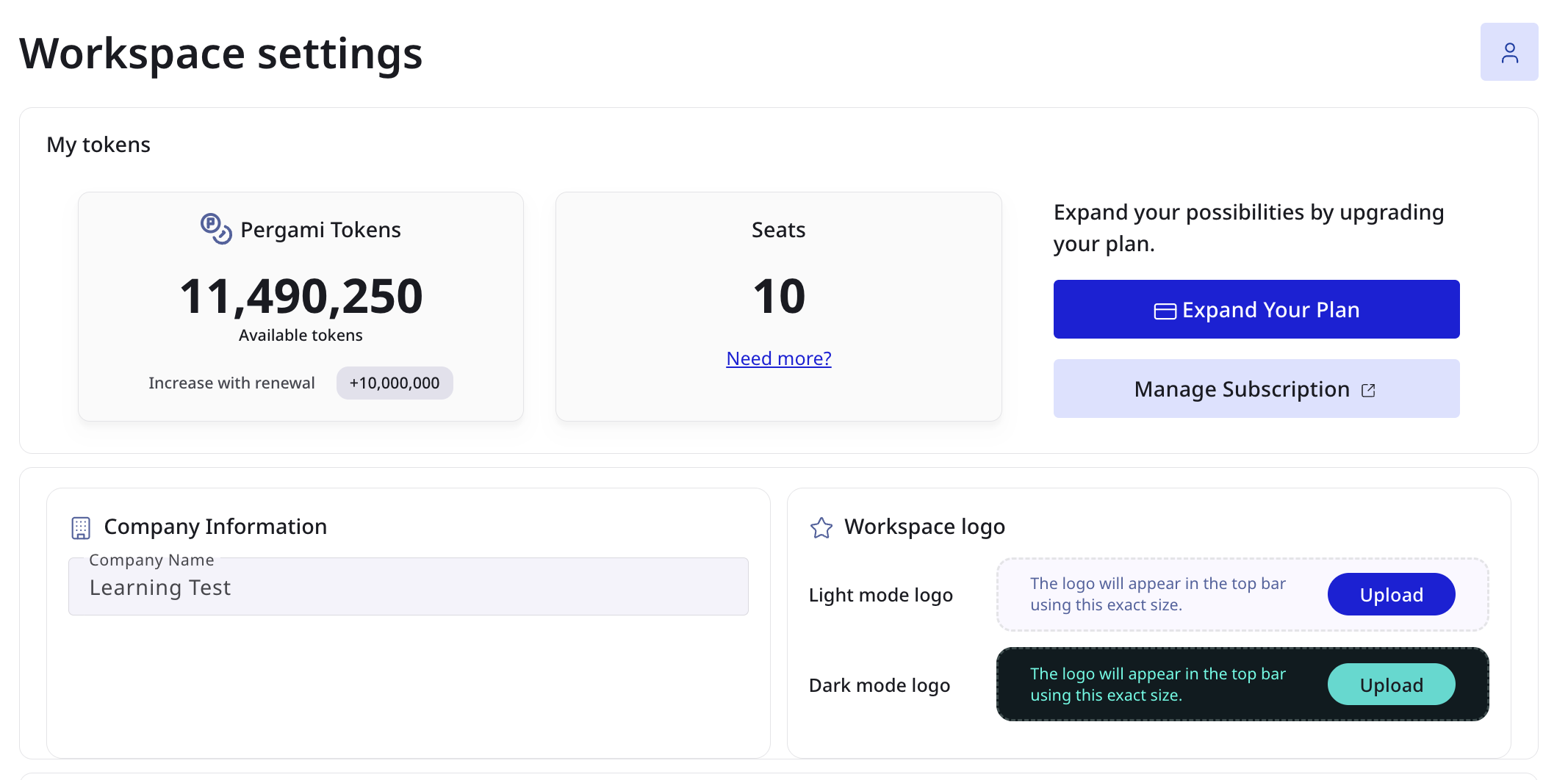 Workspace settings